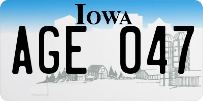 IA license plate AGE047