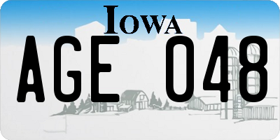 IA license plate AGE048