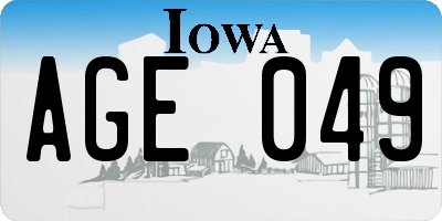 IA license plate AGE049