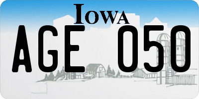 IA license plate AGE050