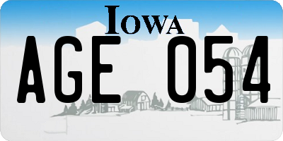 IA license plate AGE054