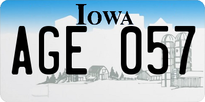 IA license plate AGE057