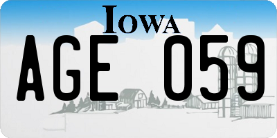 IA license plate AGE059