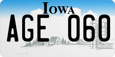 IA license plate AGE060