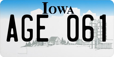 IA license plate AGE061