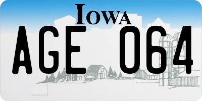IA license plate AGE064