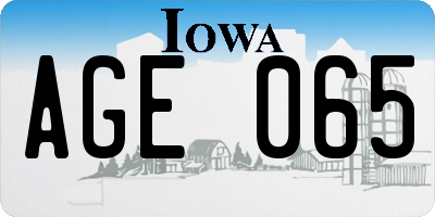 IA license plate AGE065