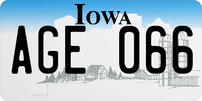 IA license plate AGE066
