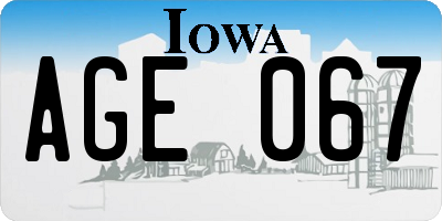 IA license plate AGE067