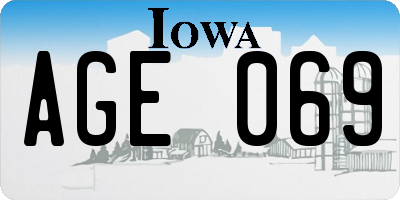 IA license plate AGE069