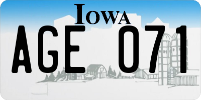 IA license plate AGE071
