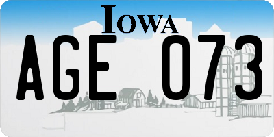 IA license plate AGE073