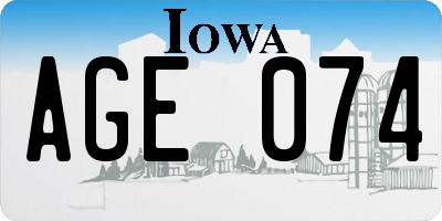 IA license plate AGE074