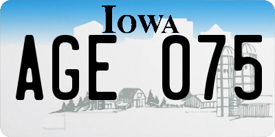 IA license plate AGE075