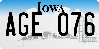 IA license plate AGE076