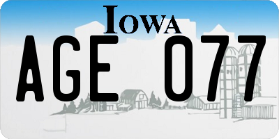 IA license plate AGE077