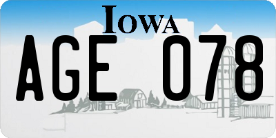 IA license plate AGE078