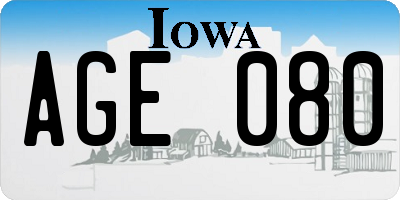 IA license plate AGE080
