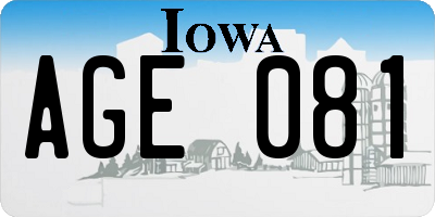 IA license plate AGE081