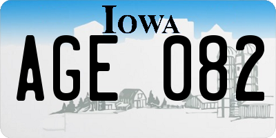 IA license plate AGE082