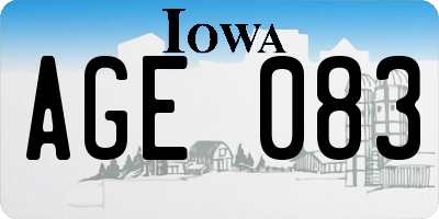 IA license plate AGE083
