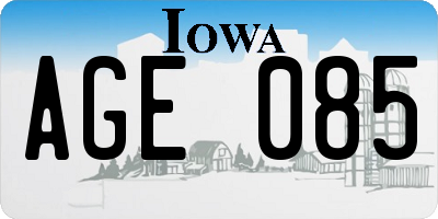 IA license plate AGE085