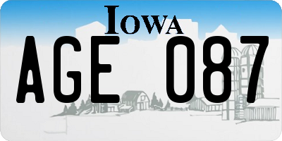 IA license plate AGE087