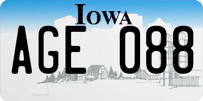 IA license plate AGE088