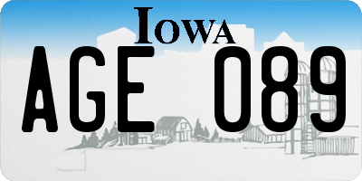 IA license plate AGE089
