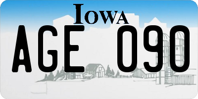 IA license plate AGE090