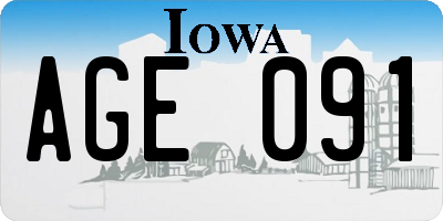 IA license plate AGE091