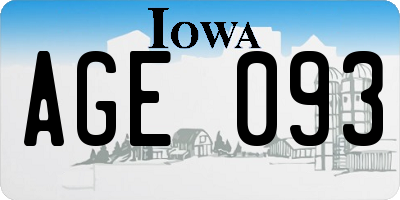 IA license plate AGE093