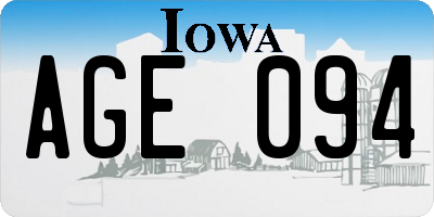 IA license plate AGE094