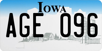 IA license plate AGE096
