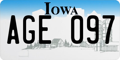 IA license plate AGE097
