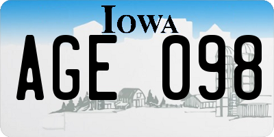 IA license plate AGE098