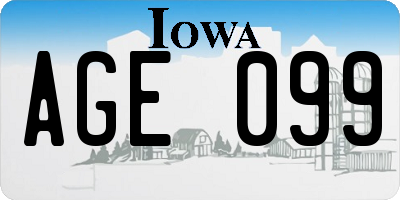 IA license plate AGE099