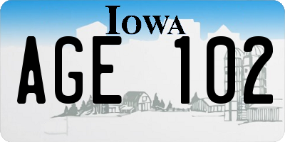 IA license plate AGE102