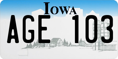 IA license plate AGE103