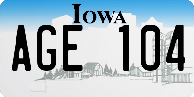 IA license plate AGE104