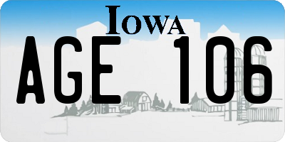 IA license plate AGE106