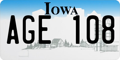 IA license plate AGE108