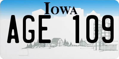 IA license plate AGE109