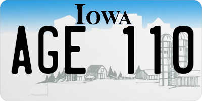 IA license plate AGE110