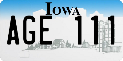 IA license plate AGE111