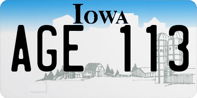 IA license plate AGE113