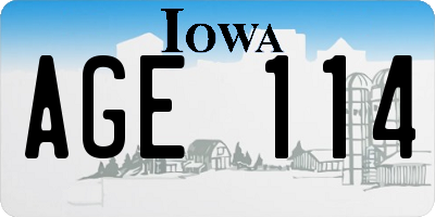IA license plate AGE114