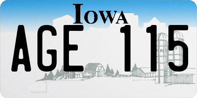 IA license plate AGE115