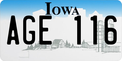 IA license plate AGE116