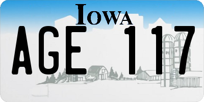 IA license plate AGE117
